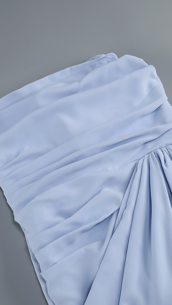 Aurelia Strapless Draped Maxi Dress - Blue - bodice detail