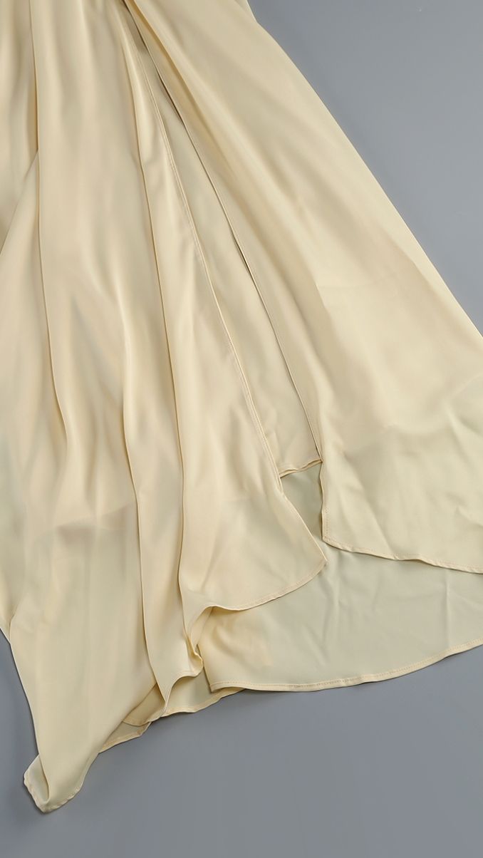 Aurelia Strapless Draped Maxi Dress - Yellow - fabric detail