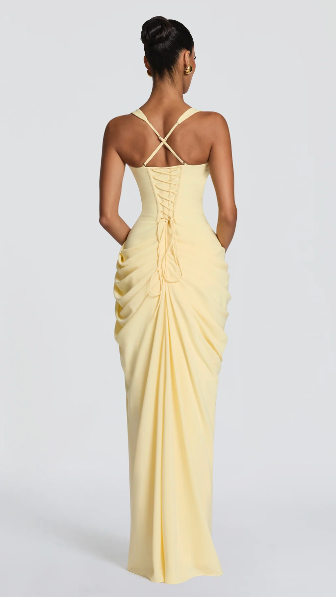 Giselle Underwire Corset Wrap Gown - Yellow - 3