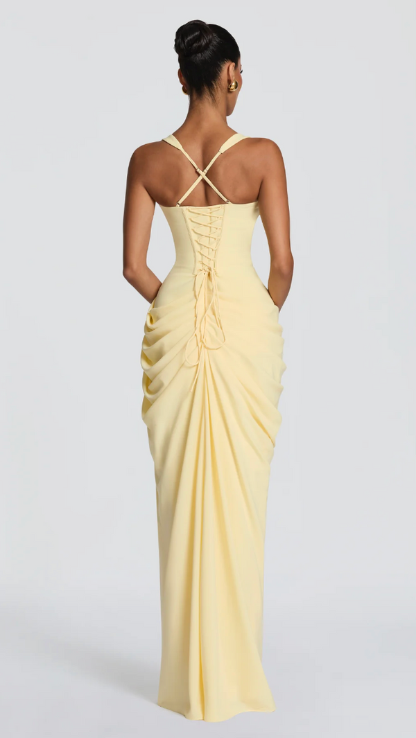 Giselle Underwire Corset Wrap Gown - Yellow - 3